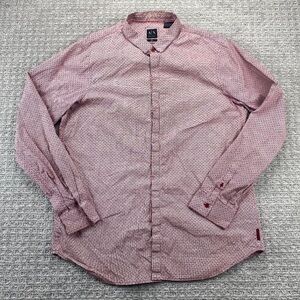 Armani Exchange AX Shirt Men XXL 2XL Red White Checkered Button Up Long Sleeve